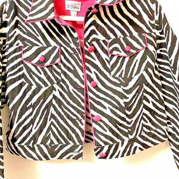 Three Sisters Pink & Zebra Print Pattern Pink Buttons Excellent Condition - Picture 2 of 7